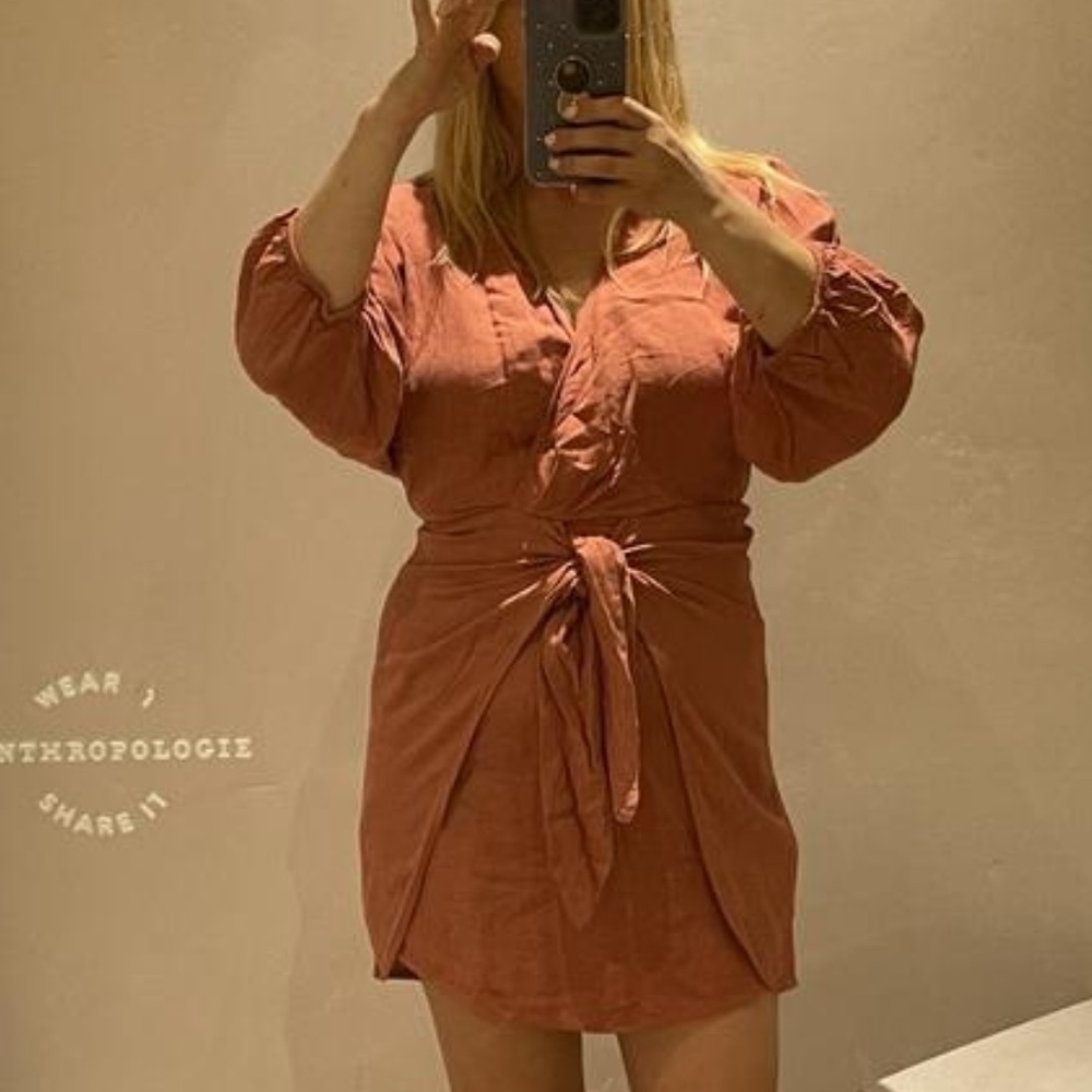 Anthropologie Puff Sleeve Wrap Dress - Picture 3 of 10